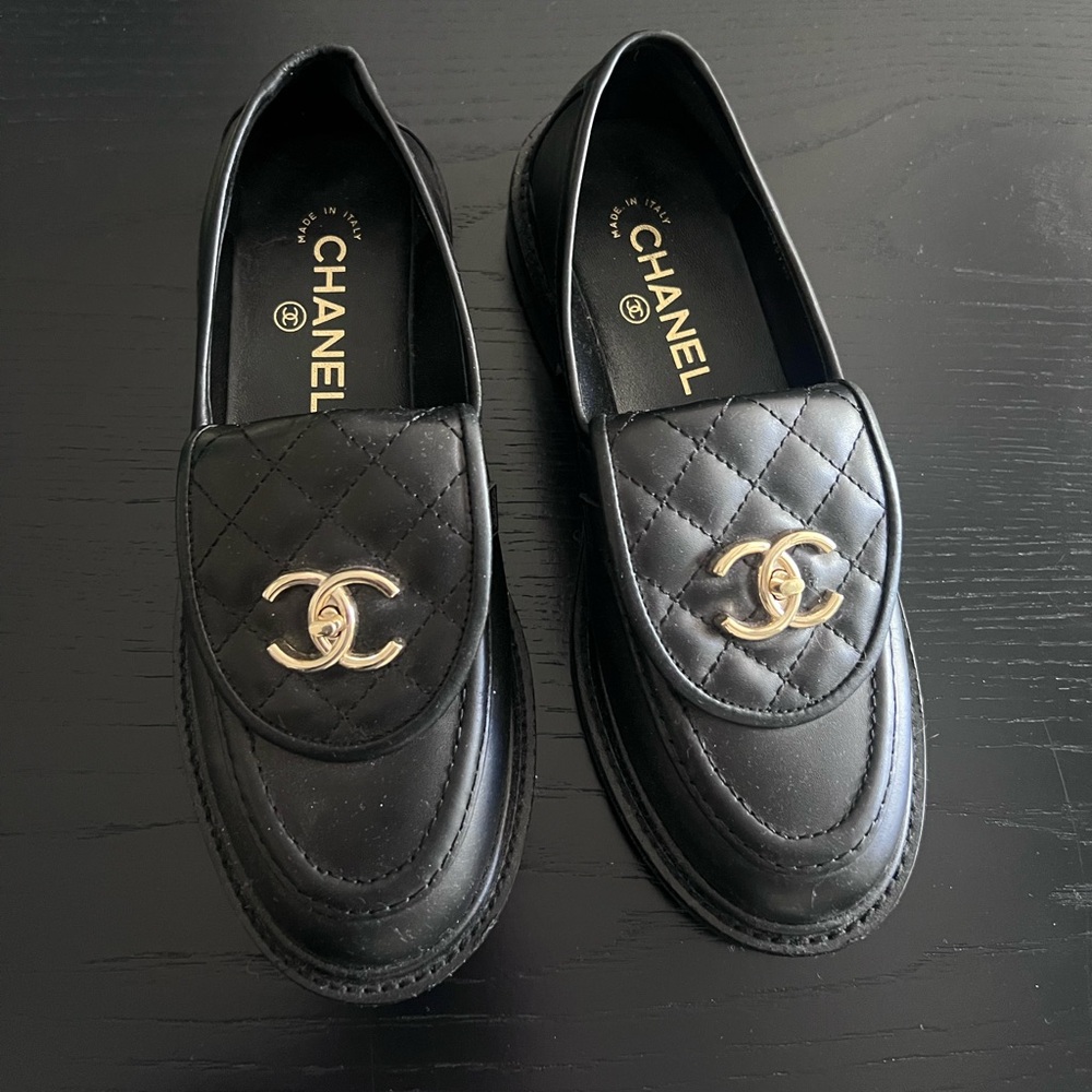 Black chann3l loafers Size 36/ Woman’s 6